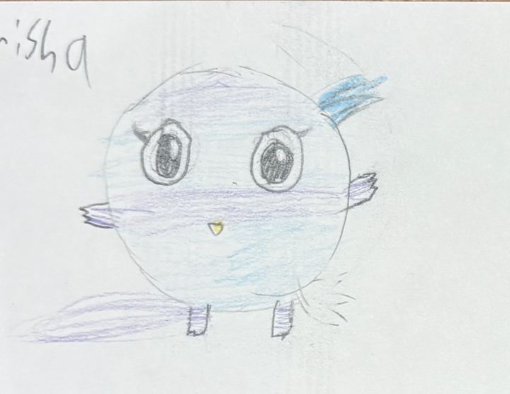 A fuzzy drawn by a kid at a Brave Fuzzy book talk