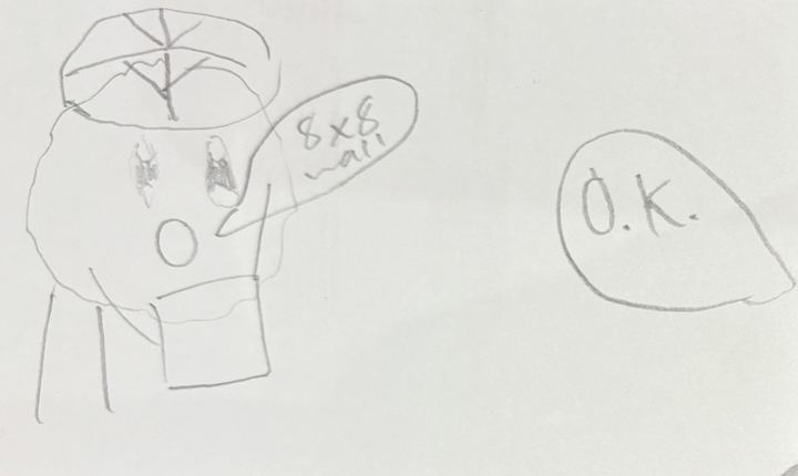 A fuzzy drawn by a kid at a Brave Fuzzy book talk