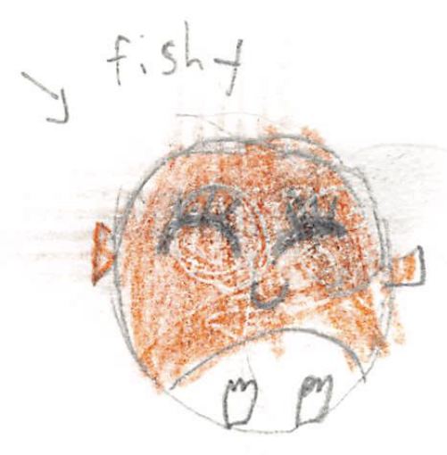 A fuzzy drawn by a kid at a Brave Fuzzy book talk