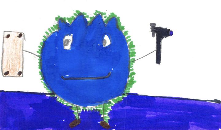 A fuzzy drawn by a kid at a Brave Fuzzy book talk