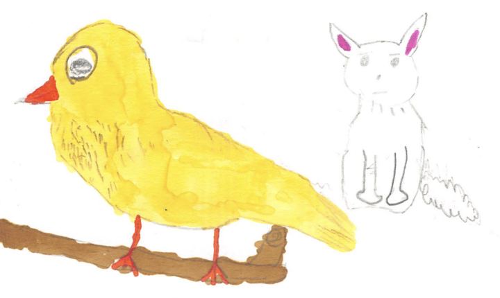 A fuzzy drawn by a kid at a Brave Fuzzy book talk