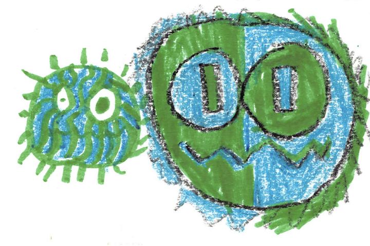 A fuzzy drawn by a kid at a Brave Fuzzy book talk