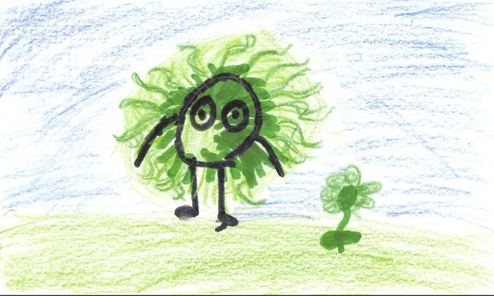 A fuzzy drawn by a kid at a Brave Fuzzy book talk