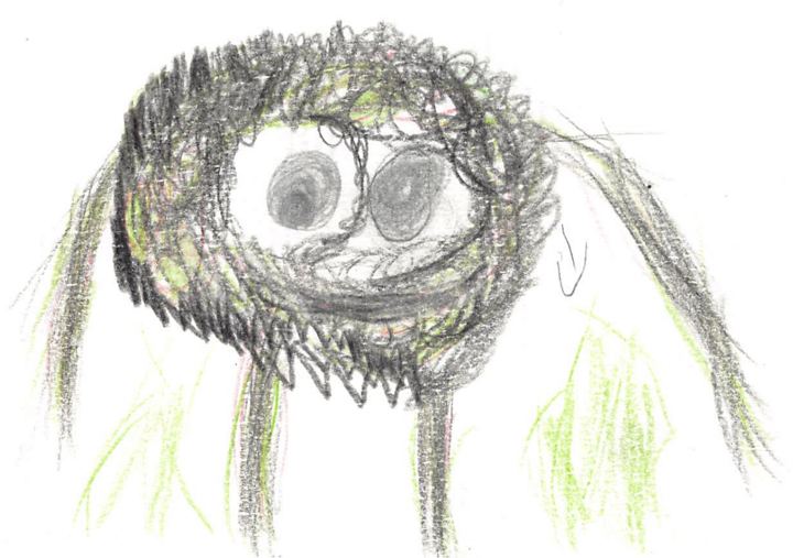 A fuzzy drawn by a kid at a Brave Fuzzy book talk
