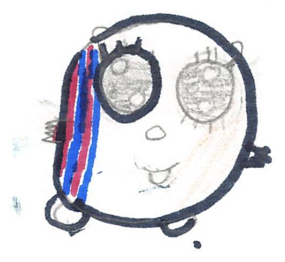 A fuzzy drawn by a kid at a Brave Fuzzy book talk