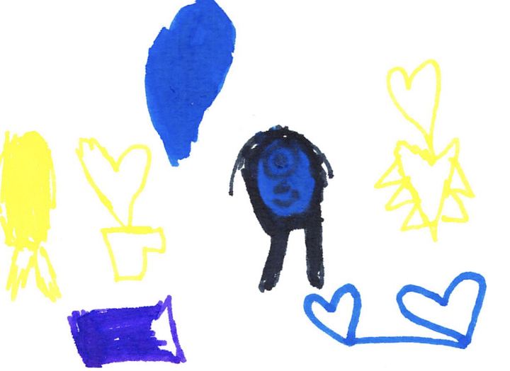 A fuzzy drawn by a kid at a Brave Fuzzy book talk