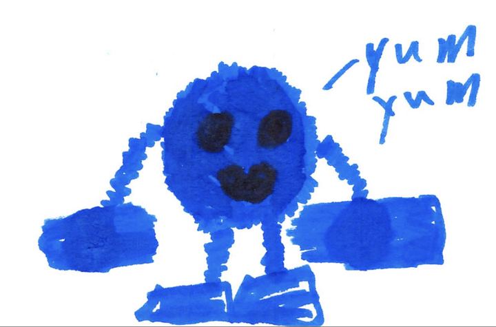 A fuzzy drawn by a kid at a Brave Fuzzy book talk