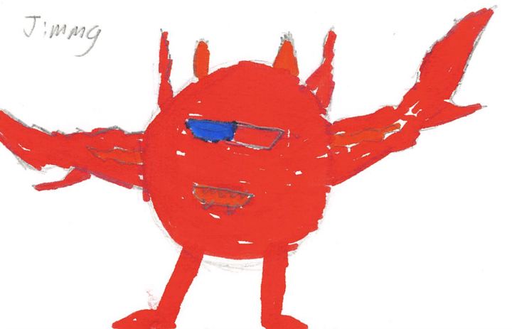 A fuzzy drawn by a kid at a Brave Fuzzy book talk