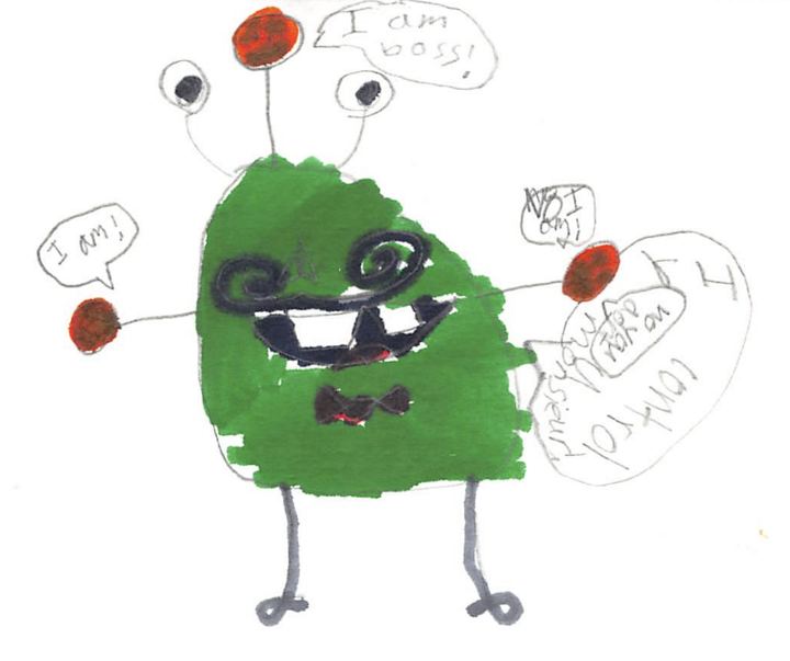 A fuzzy drawn by a kid at a Brave Fuzzy book talk
