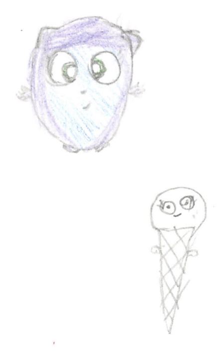 A fuzzy drawn by a kid at a Brave Fuzzy book talk