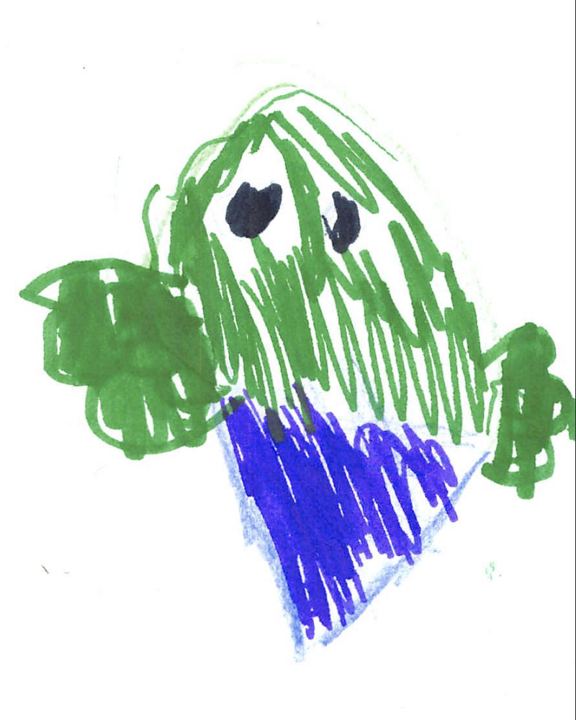 A fuzzy drawn by a kid at a Brave Fuzzy book talk