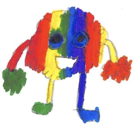 A fuzzy drawn by a kid at a Brave Fuzzy book talk