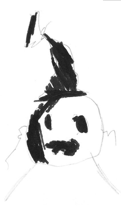 A fuzzy drawn by a kid at a Brave Fuzzy book talk