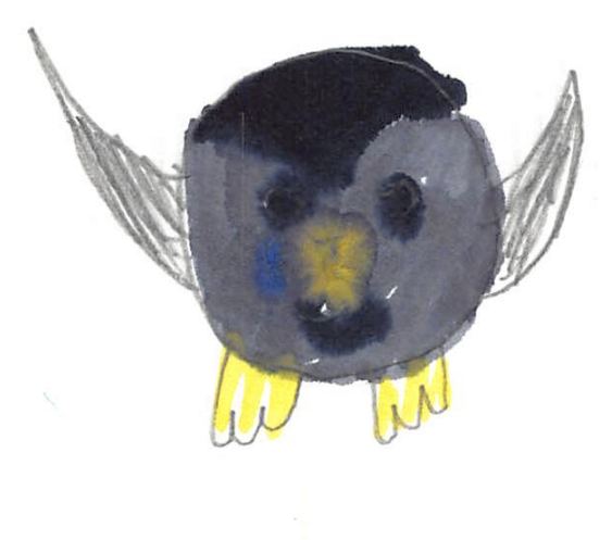 A fuzzy drawn by a kid at a Brave Fuzzy book talk