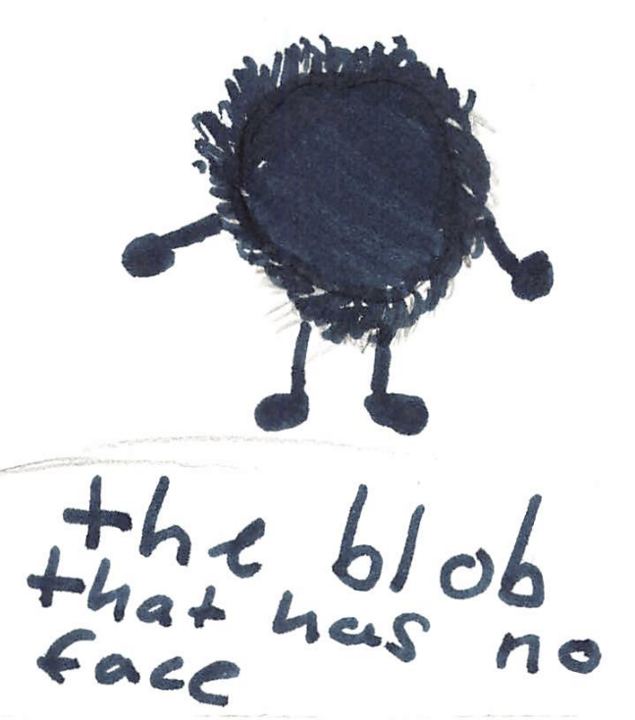 A fuzzy drawn by a kid at a Brave Fuzzy book talk