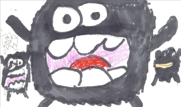 A fuzzy drawn by a kid at a Brave Fuzzy book talk
