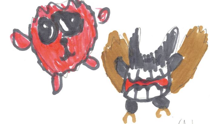 A fuzzy drawn by a kid at a Brave Fuzzy book talk