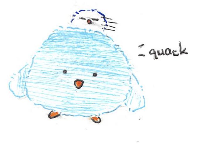 A fuzzy drawn by a kid at a Brave Fuzzy book talk