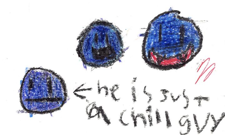 A fuzzy drawn by a kid at a Brave Fuzzy book talk