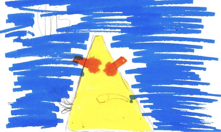 A fuzzy drawn by a kid at a Brave Fuzzy book talk