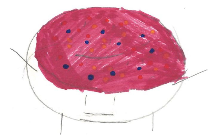 A fuzzy drawn by a kid at a Brave Fuzzy book talk