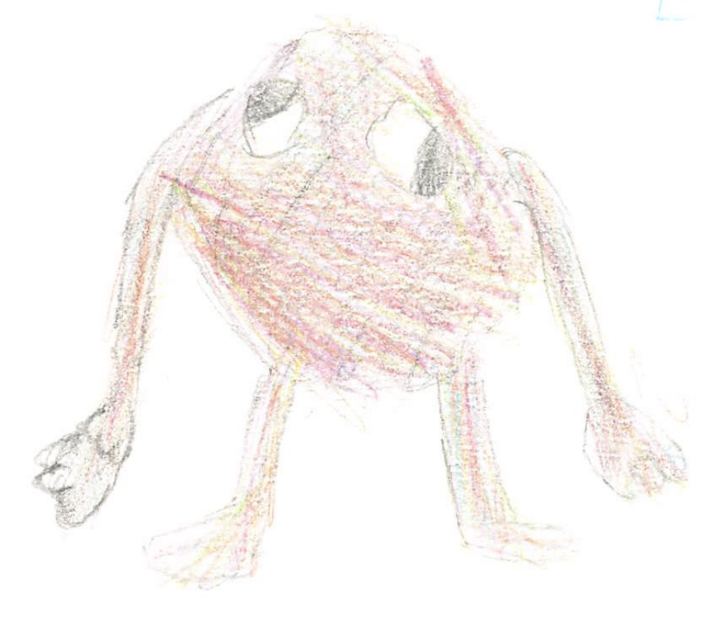 A fuzzy drawn by a kid at a Brave Fuzzy book talk