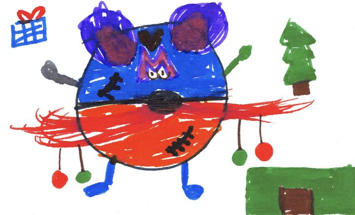 A fuzzy drawn by a kid at a Brave Fuzzy book talk