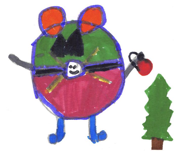 A fuzzy drawn by a kid at a Brave Fuzzy book talk