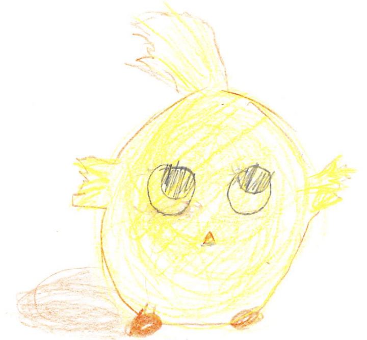 A fuzzy drawn by a kid at a Brave Fuzzy book talk